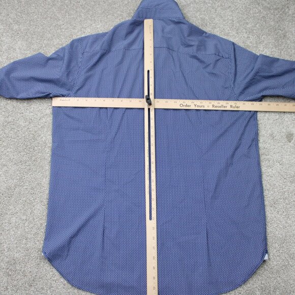 Construct Shirt Mens 17, 32/33 Blue Geometric Slim Fit 4 Way Stretch Flip Cuff - Picture 10 of 13